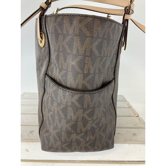 MICHAEL KORS, LARGE BROWN SAFFIANO LEATHER SHOULDER BAG ASIS - Picture 3 of 13